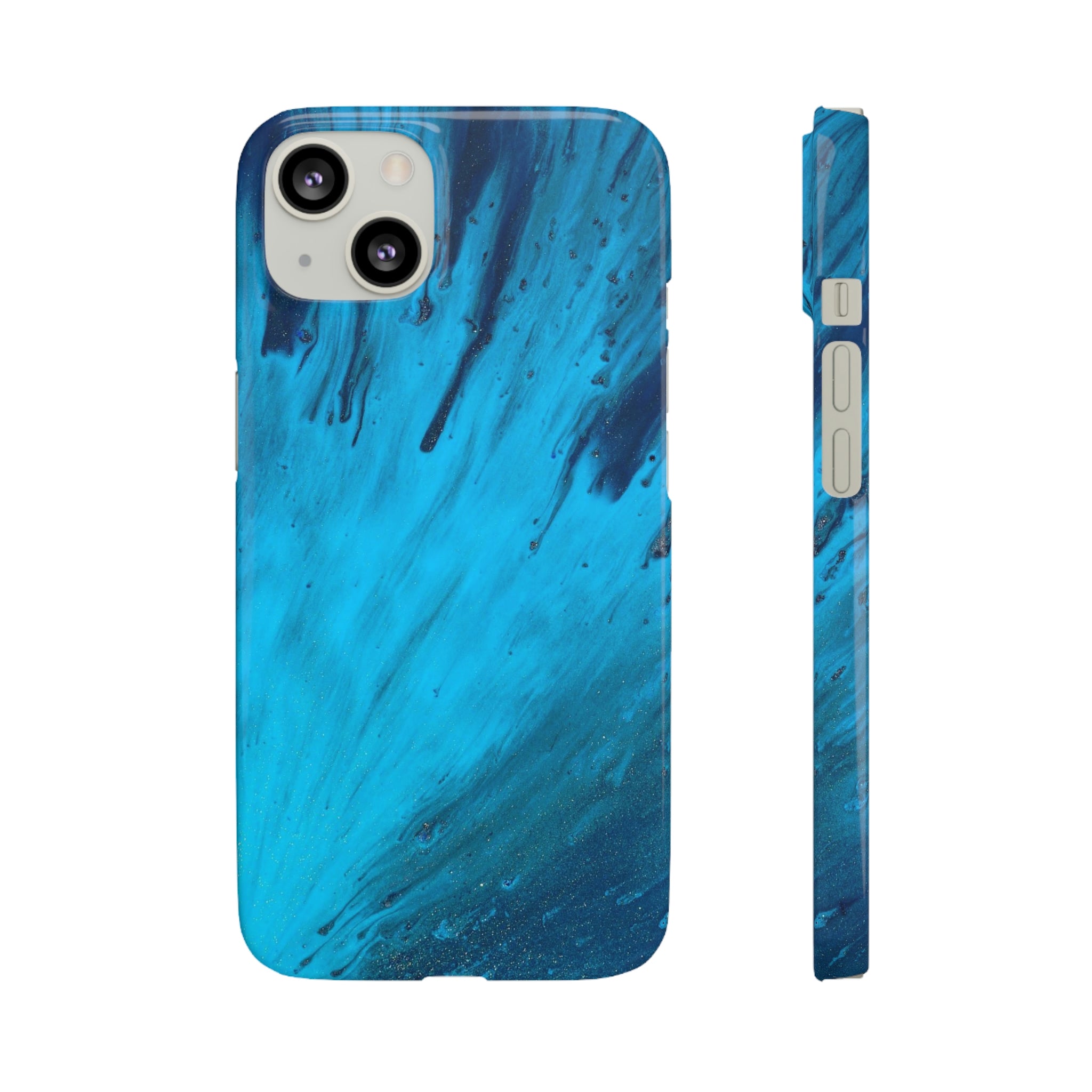 Light Blue Ink Art iPhone Case (Slim) iPhone 13 Glossy Phone Case