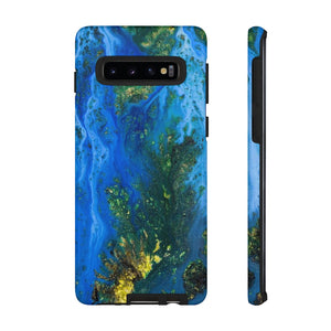 Blue Globe Ink Art Android Case (Protective) Samsung Galaxy S10 Glossy Phone Case