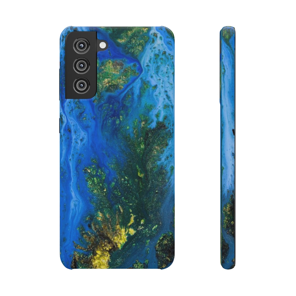 Blue Globe Ink Art Android Case (Slim) Samsung Galaxy S21 Glossy Phone Case