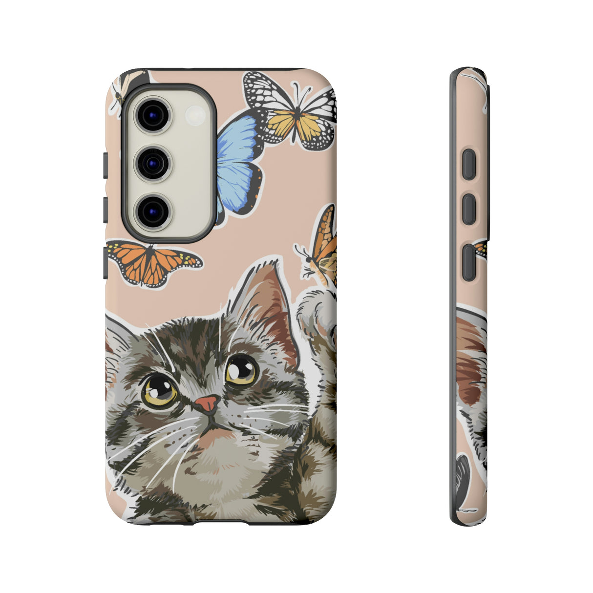 Cute Cat Butterflies Android Case (Protective) Samsung Galaxy S23 Matte Phone Case