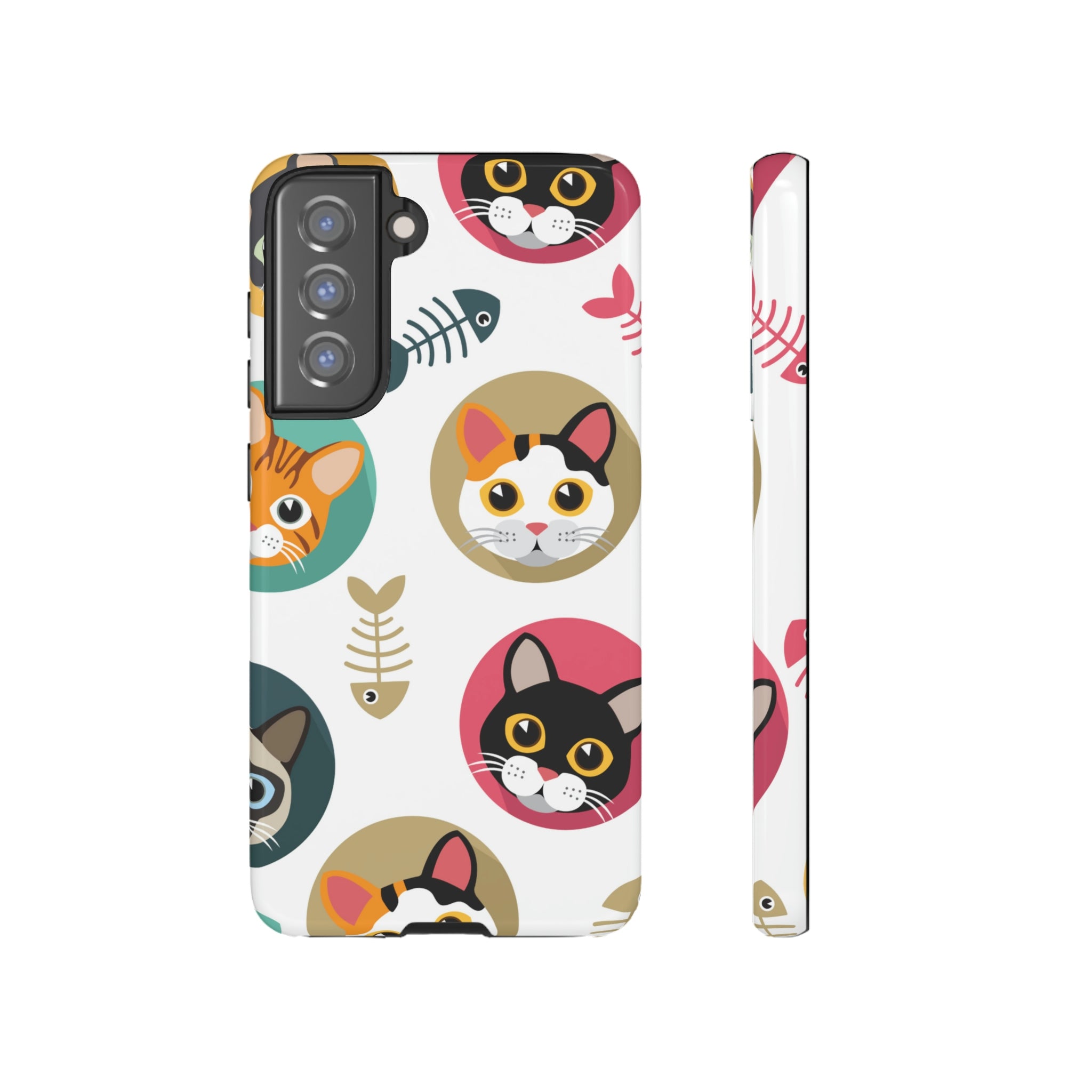 Cats Fishbone Android Case (Protective) Samsung Galaxy S21 FE Glossy Phone Case