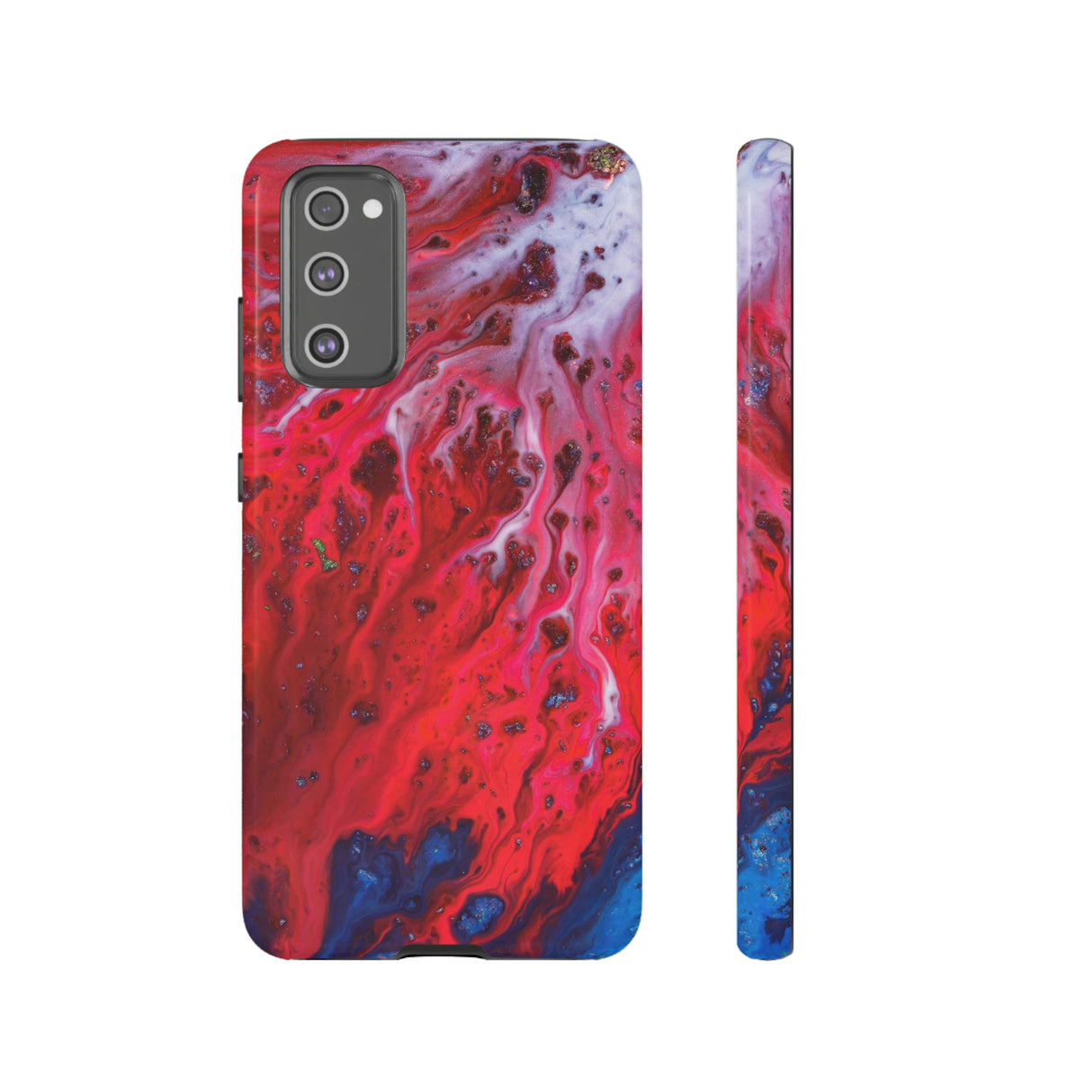 Bright Red Ink Art Android Case (Protective) Samsung Galaxy S20 FE Glossy Phone Case