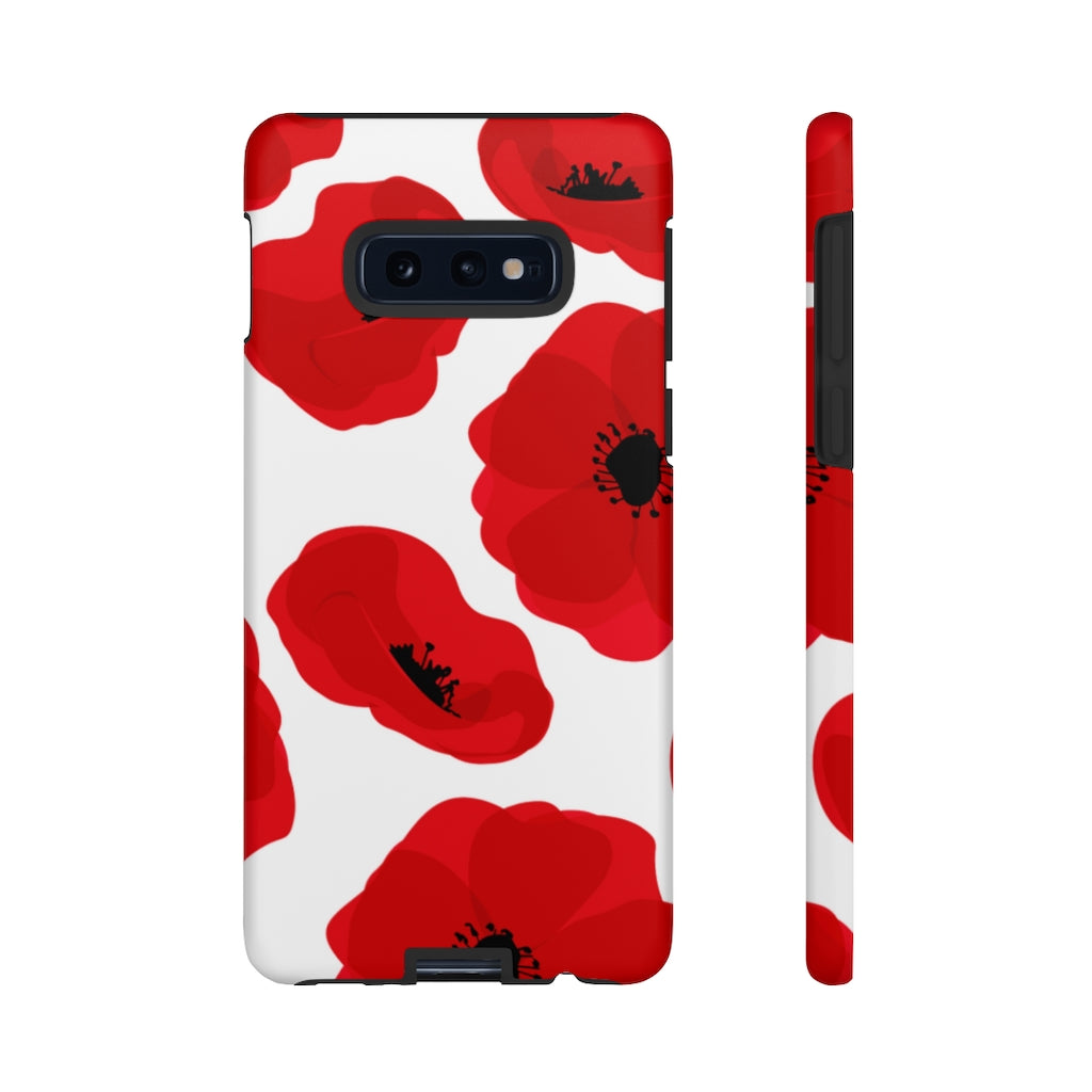 Red poppies on white Samsung Case (Protective) Samsung Galaxy S10E Matte Phone Case