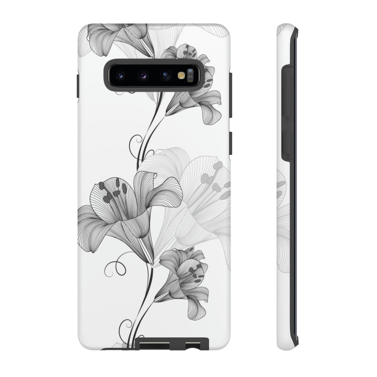 Lily Flower Monochrome Android Case (Protective) Samsung Galaxy S10 Plus Matte Phone Case