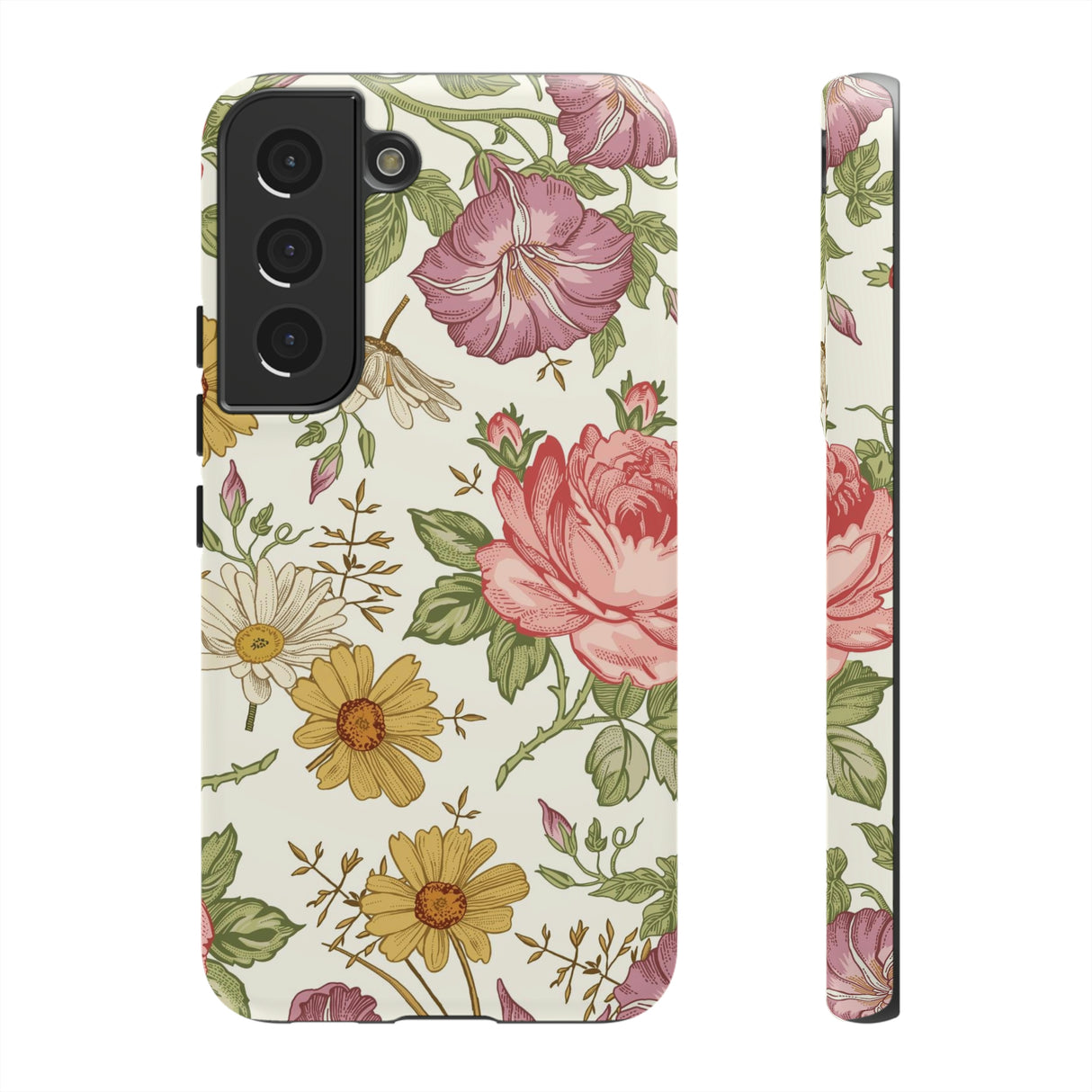 Fabric Vintage Flower Samsung Case (Protective) Samsung Galaxy S22 Matte Phone Case