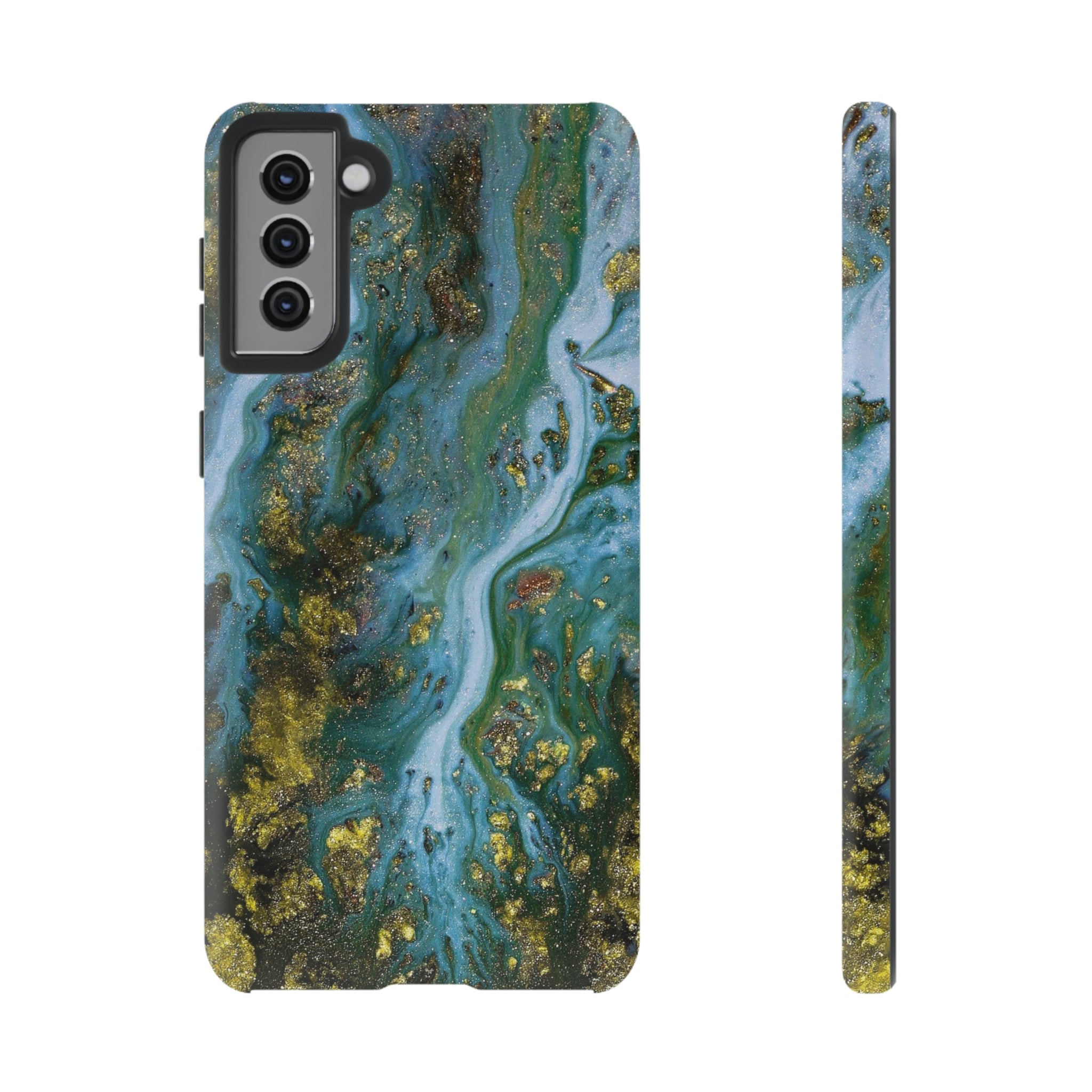 Ocean Blue Ink Art Android Case (Protective) Samsung Galaxy S21 Plus Matte Phone Case