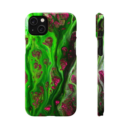 Toxic Green Ink Art iPhone Case (Slim) iPhone 14 Plus Glossy Phone Case