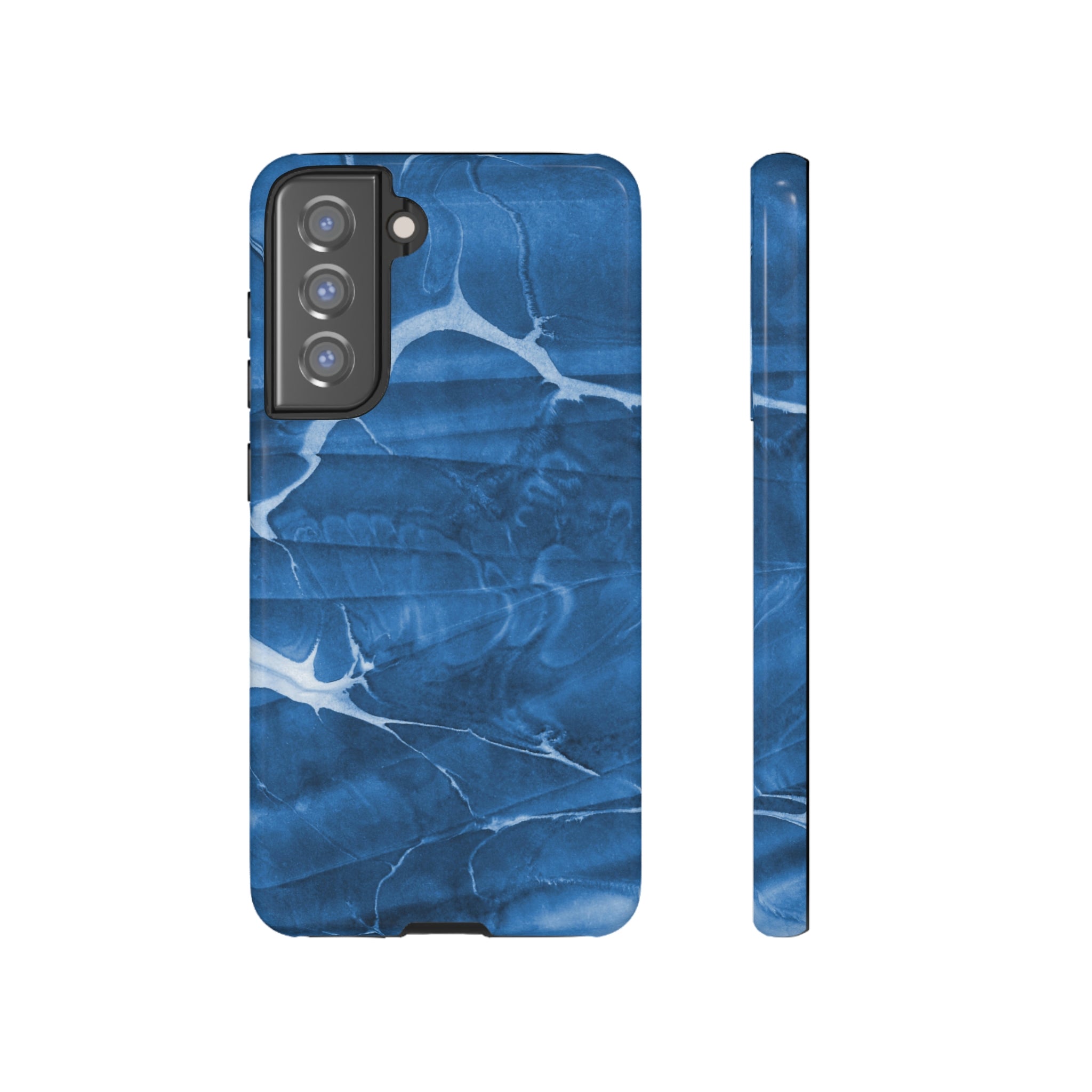 Ebru Blue Android Case (Protective) Samsung Galaxy S21 FE Glossy Phone Case