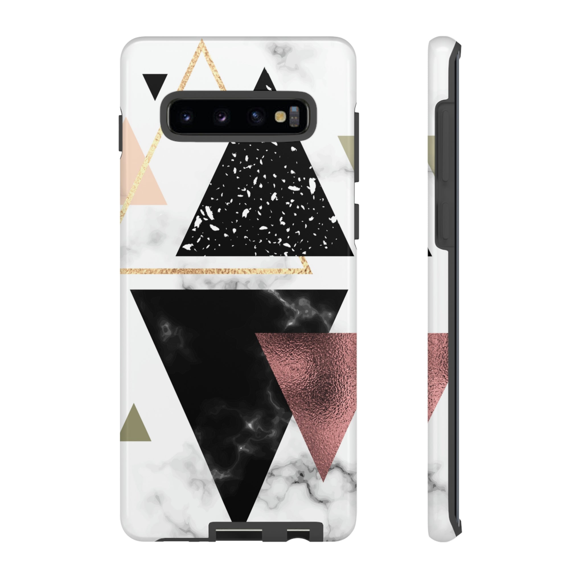 Rose Gold Triangles Android Case (Protective) Samsung Galaxy S10 Plus Glossy Phone Case