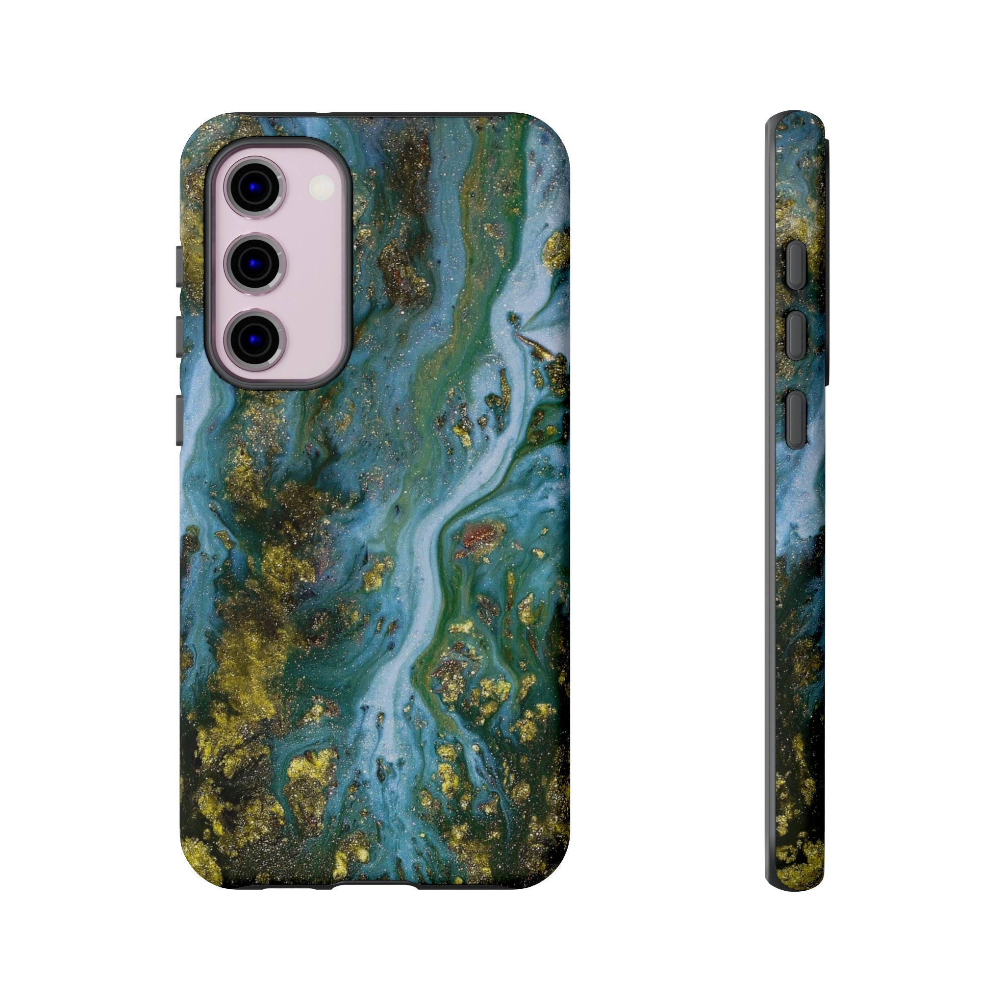 Ocean Blue Ink Art Android Case (Protective) Samsung Galaxy S23 Plus Matte Phone Case