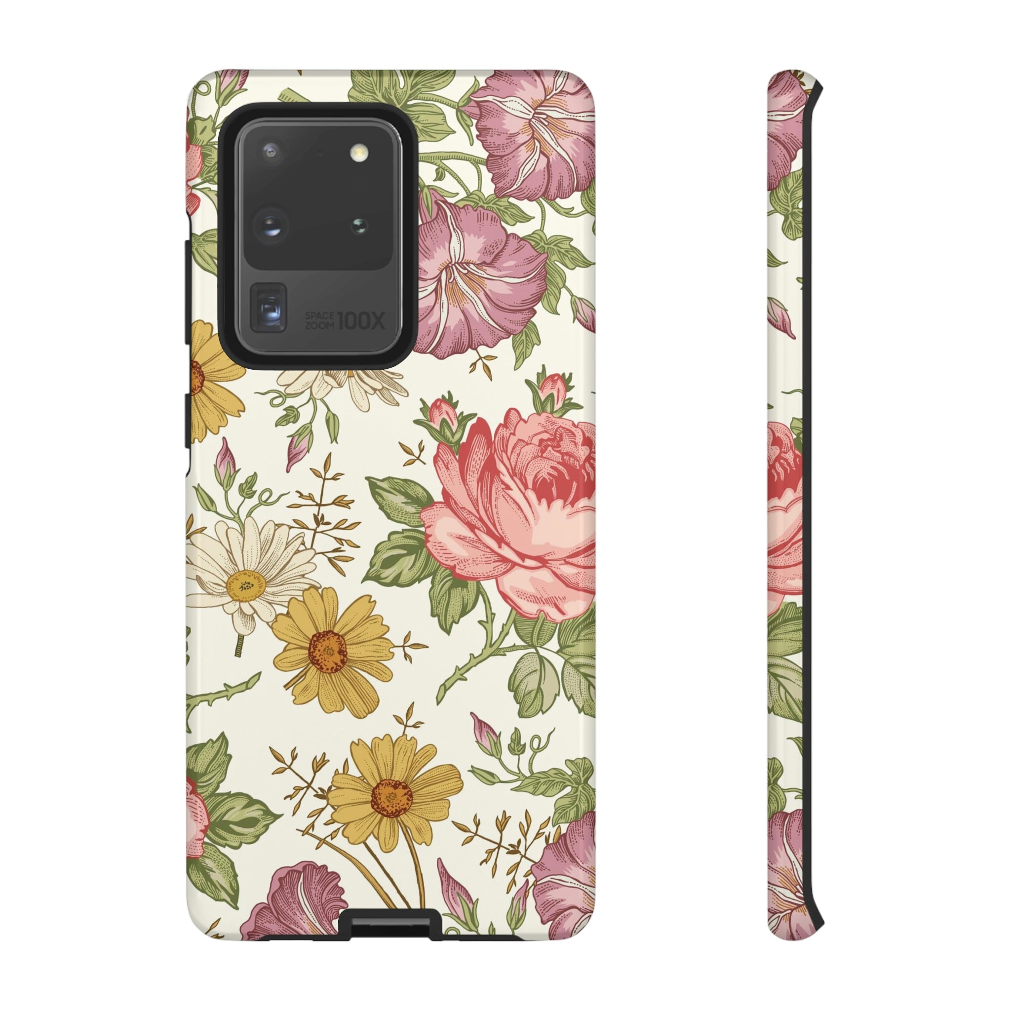 Fabric Vintage Flower Samsung Case (Protective) Samsung Galaxy S20 Ultra Glossy Phone Case