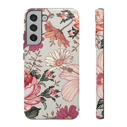 Pink daisies Vintage Flower Samsung Case (Protective) Samsung Galaxy S22 Plus Glossy Phone Case