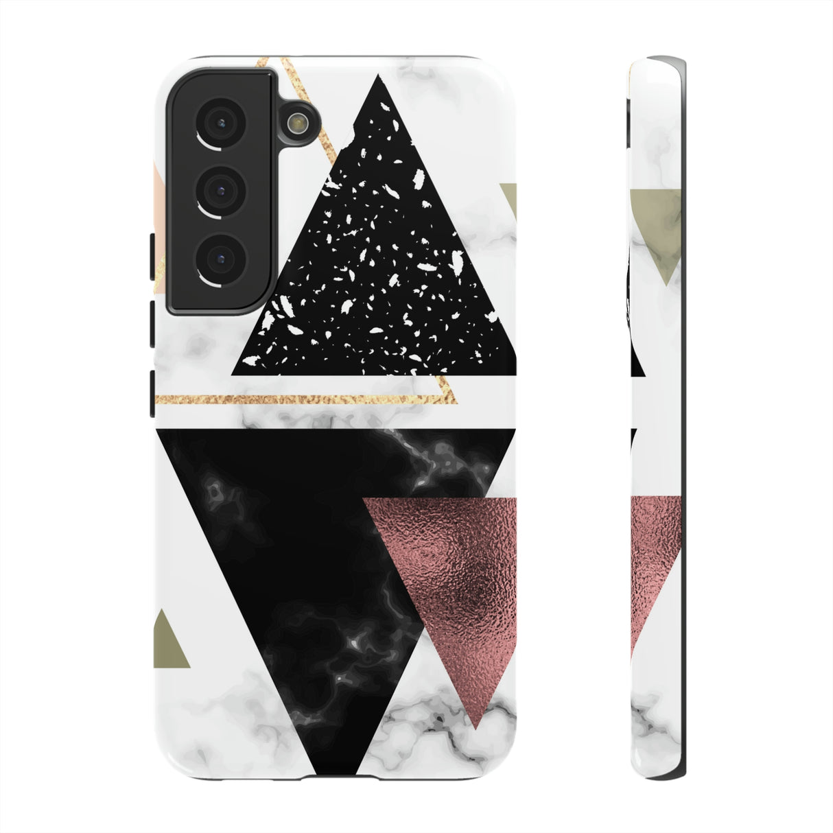 Rose Gold Triangles Android Case (Protective) Samsung Galaxy S22 Glossy Phone Case