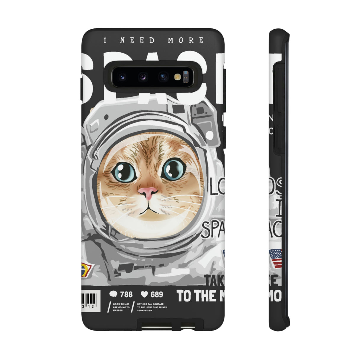 Space Cute Cat Android Case (Protective) Samsung Galaxy S10 Matte Phone Case