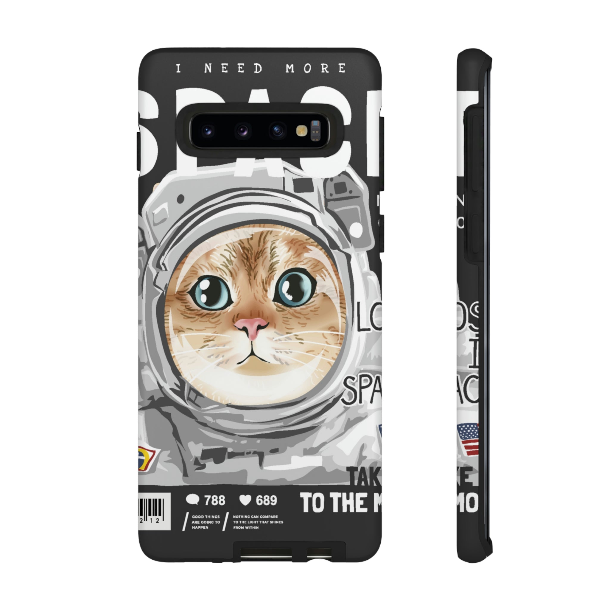 Space Cute Cat Android Case (Protective) Samsung Galaxy S10 Matte Phone Case