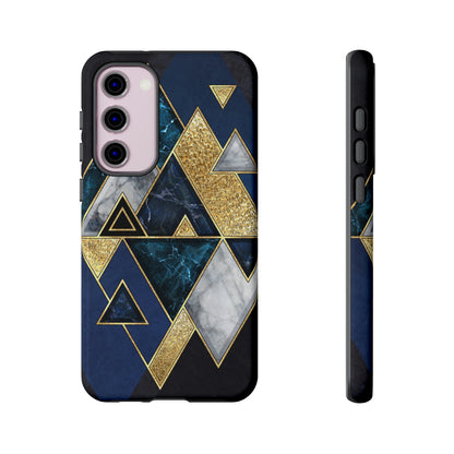 Dark Blue Geometric Android Case (Protective) Samsung Galaxy S23 Plus Glossy Phone Case