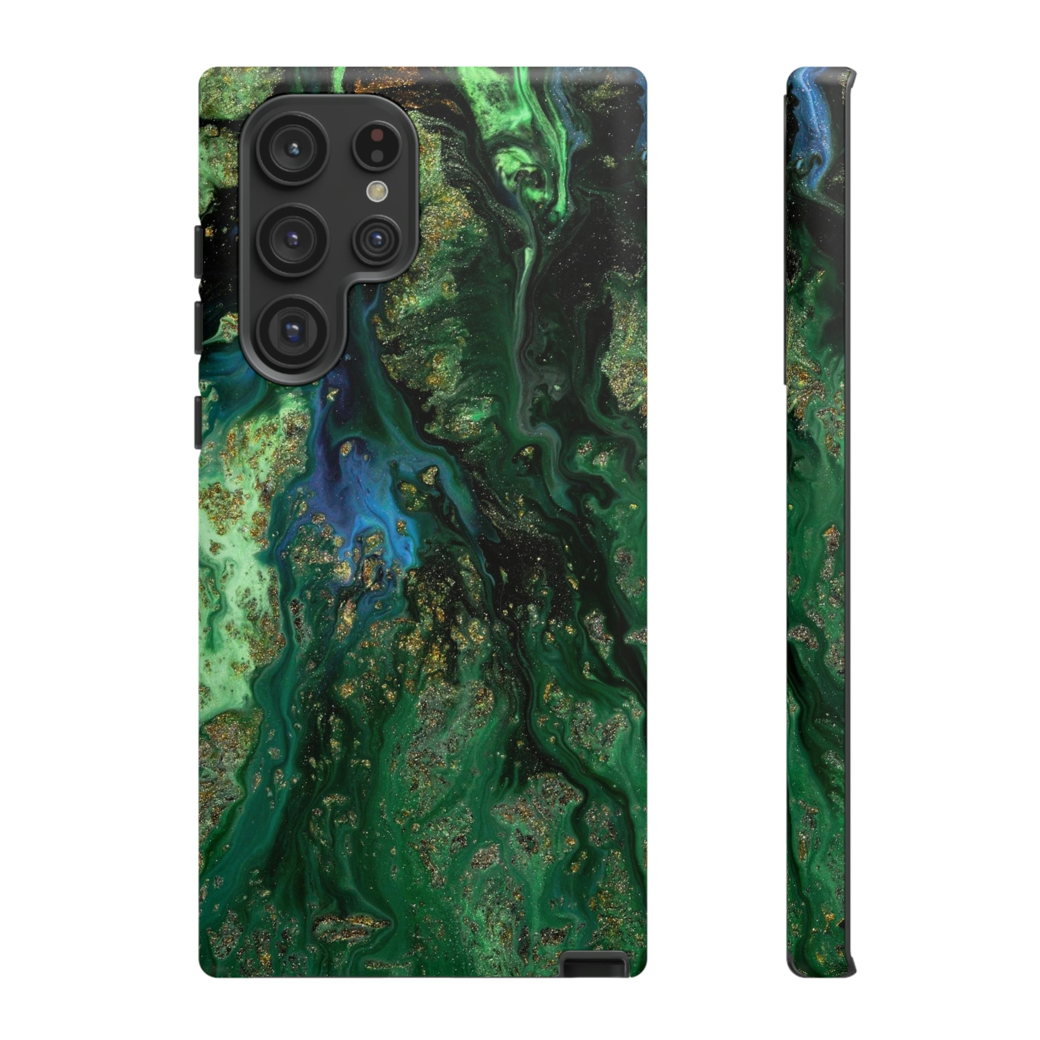 Green Liquid Marble Ink Art Android Case (Protective) Samsung Galaxy S22 Ultra Matte Phone Case