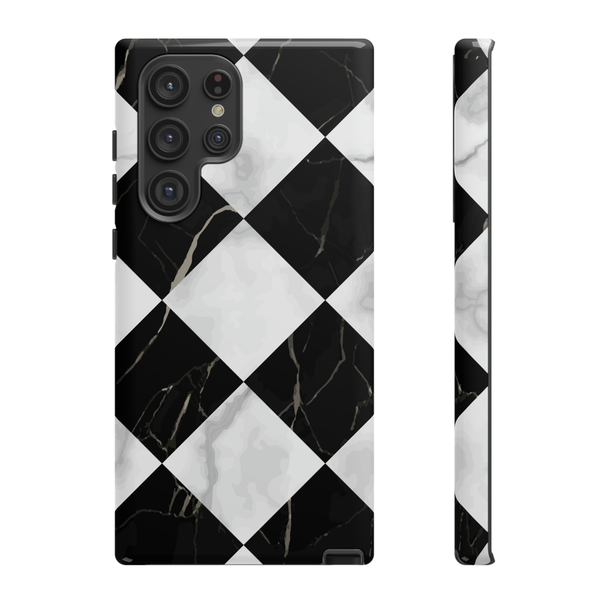 Check Marble Android Case (Protective) Samsung Galaxy S22 Ultra Glossy Phone Case