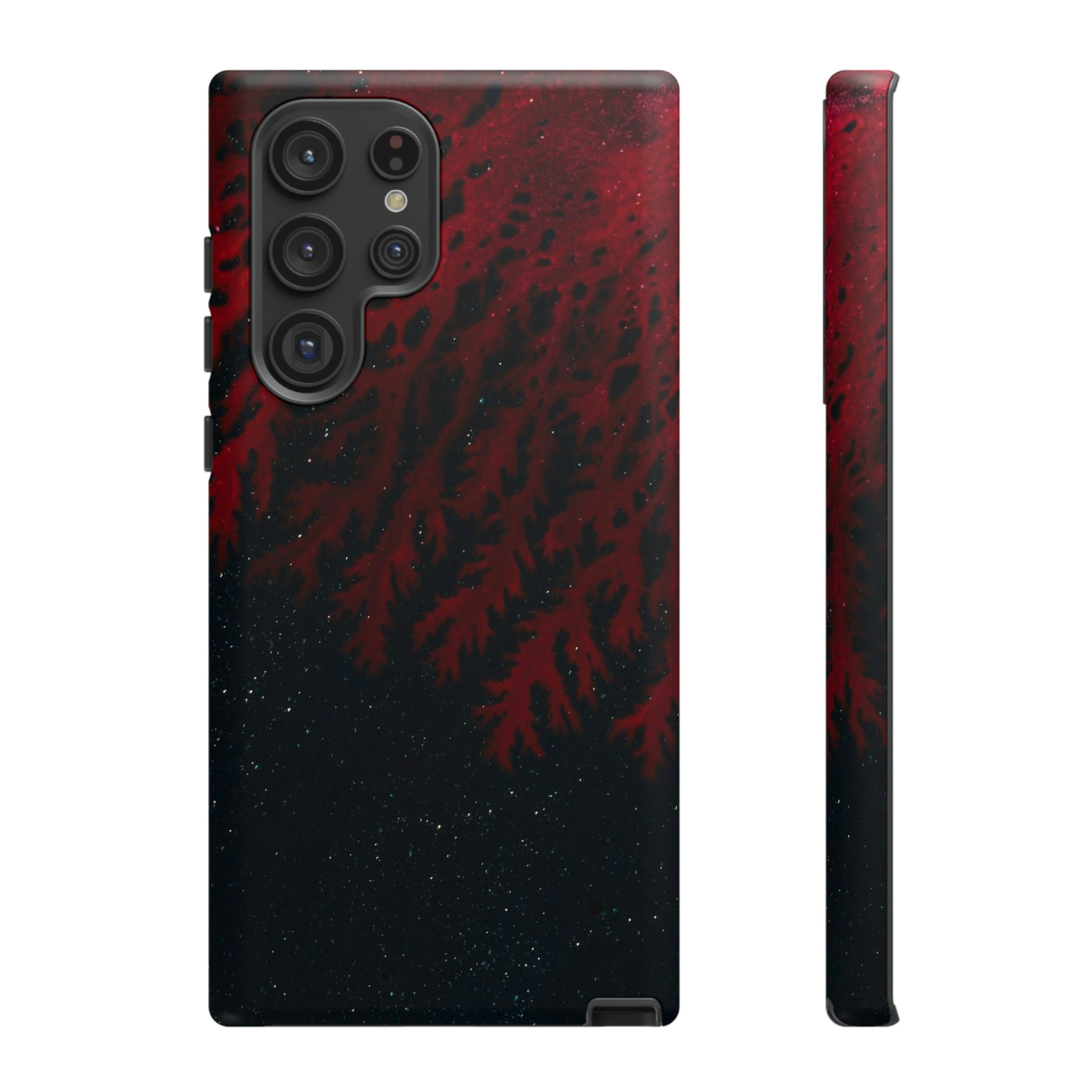 Dark Red Space Ink Art Android Case (Protective) Samsung Galaxy S22 Ultra Matte Phone Case