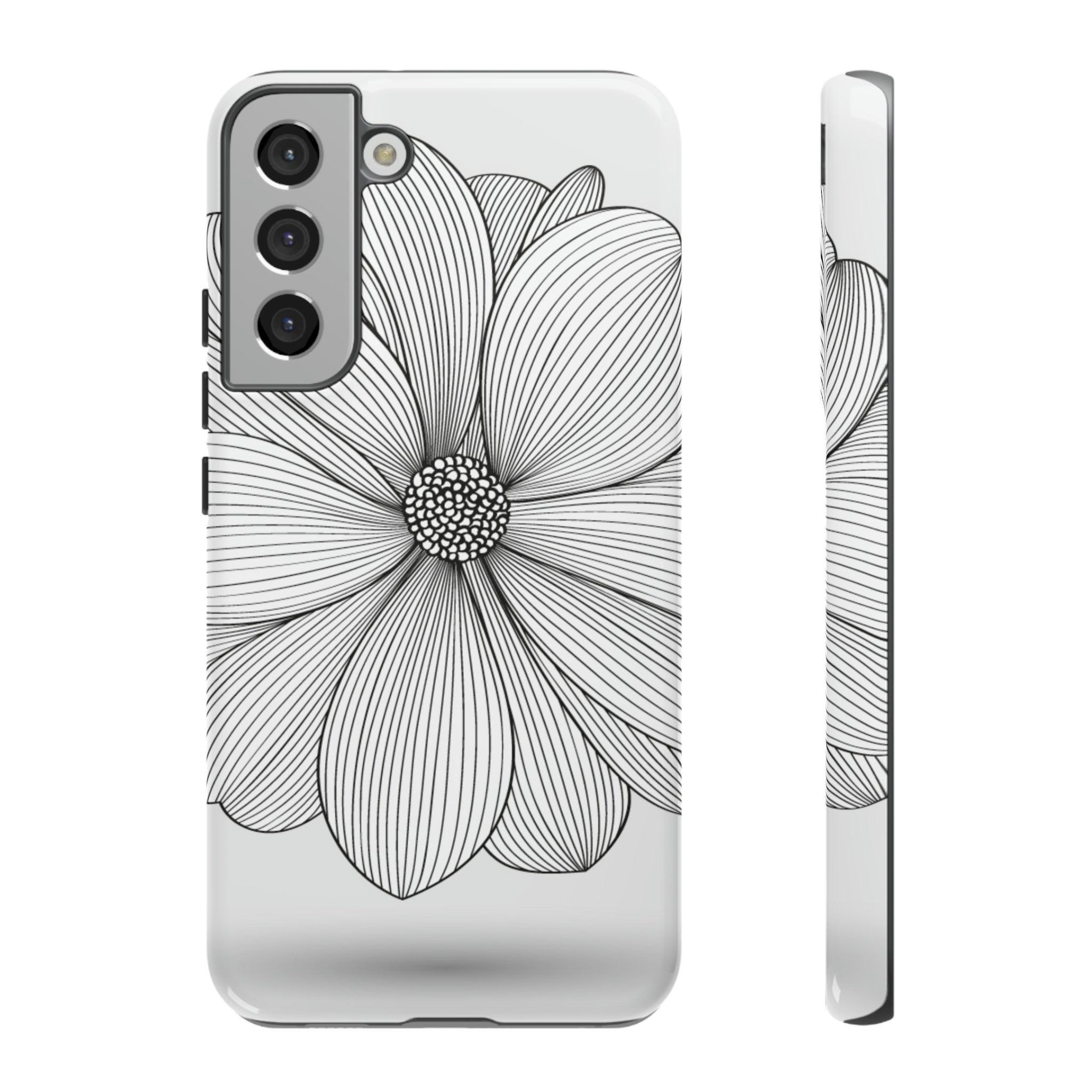 Black n White Dahlia Android Case (Protective) Samsung Galaxy S22 Plus Glossy Phone Case