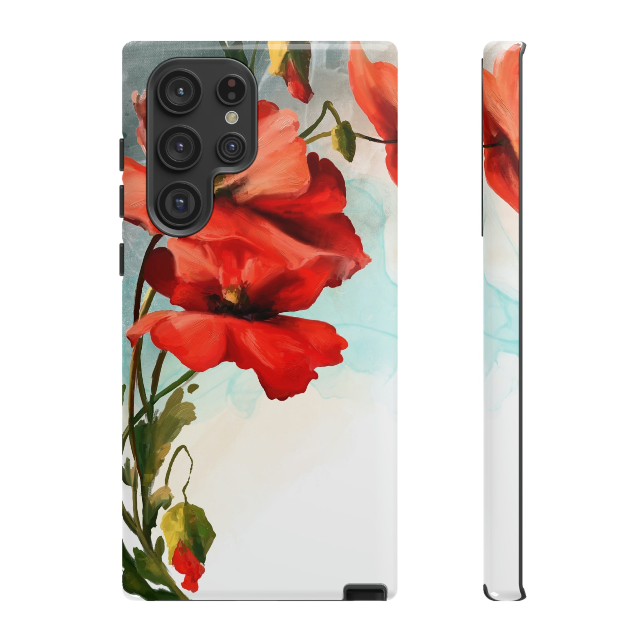 Poppy Flower Drawing Android Case (Protective) Samsung Galaxy S22 Ultra Glossy Phone Case