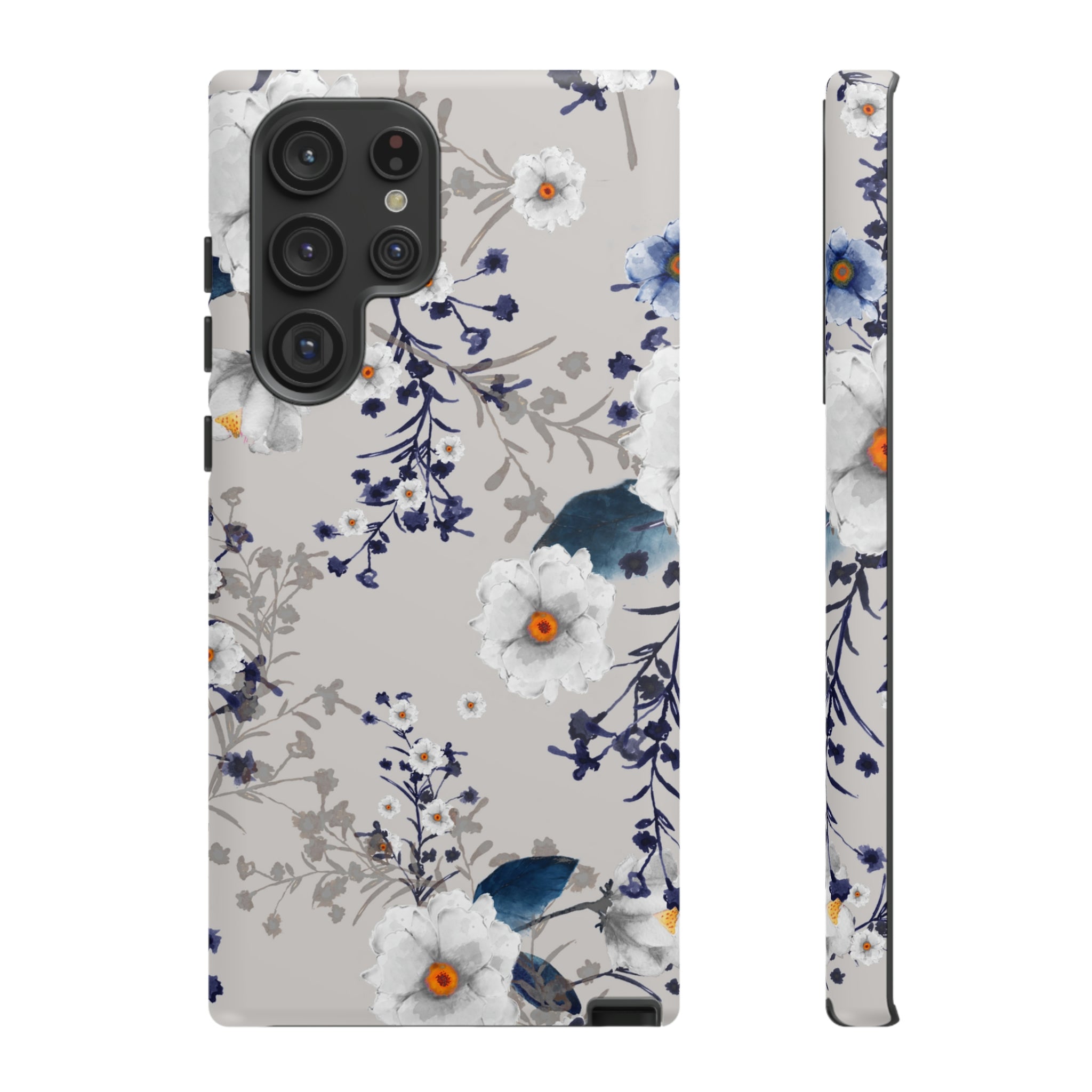 Blue Summerflowers Android Case (Protective) Samsung Galaxy S22 Ultra Matte Phone Case