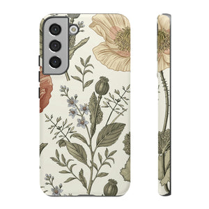 Poppy Brown Vintage Flower Samsung Case (Protective) Samsung Galaxy S22 Plus Matte Phone Case