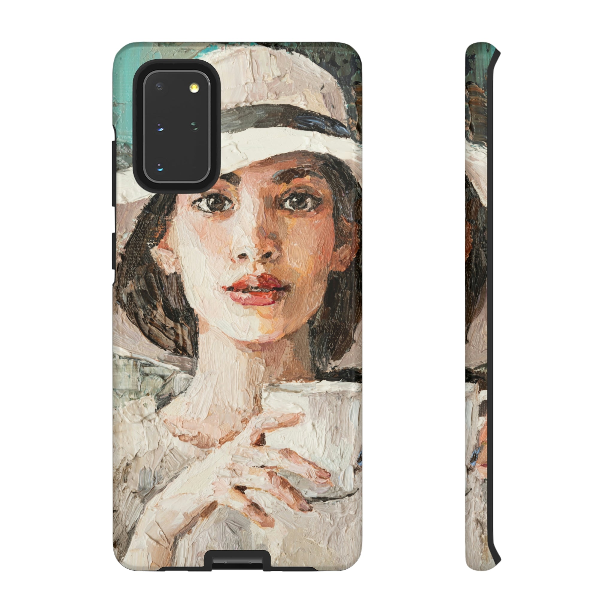 Lady White Hat Android Case (Protective) Samsung Galaxy S20+ Glossy Phone Case