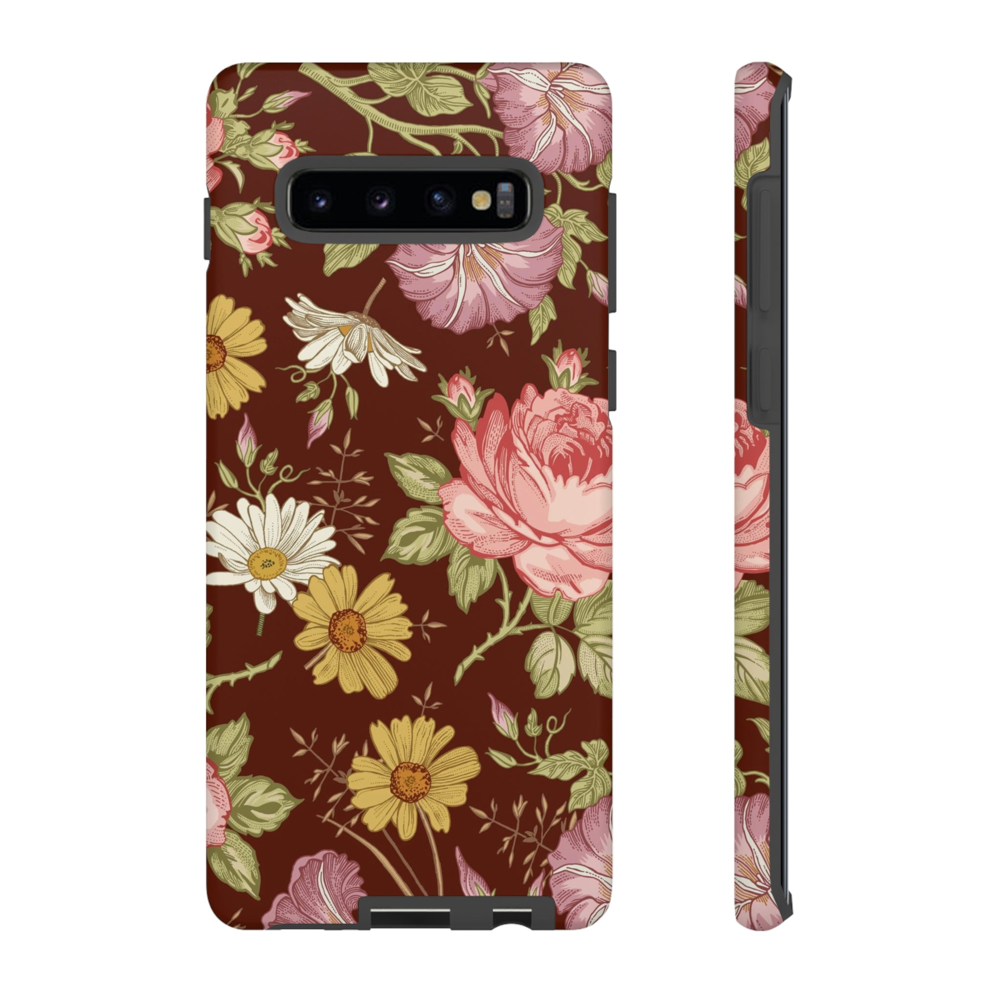 Dark red Vintage Flower Samsung Case (Protective) Samsung Galaxy S10 Plus Matte Phone Case