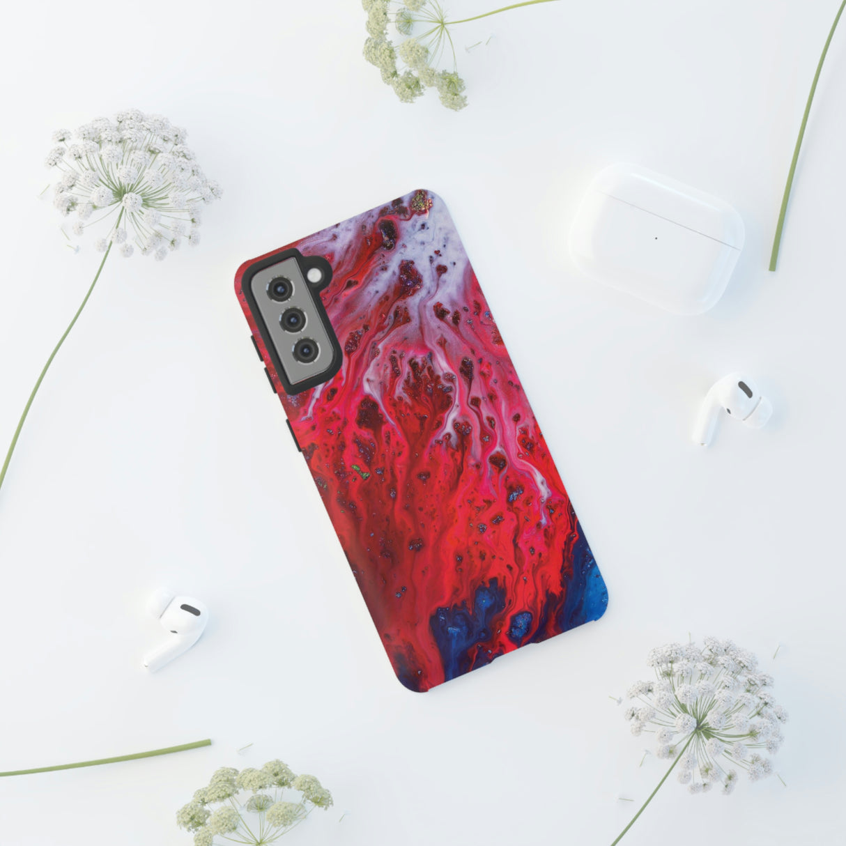 Bright Red Ink Art Android Case (Protective) Phone Case