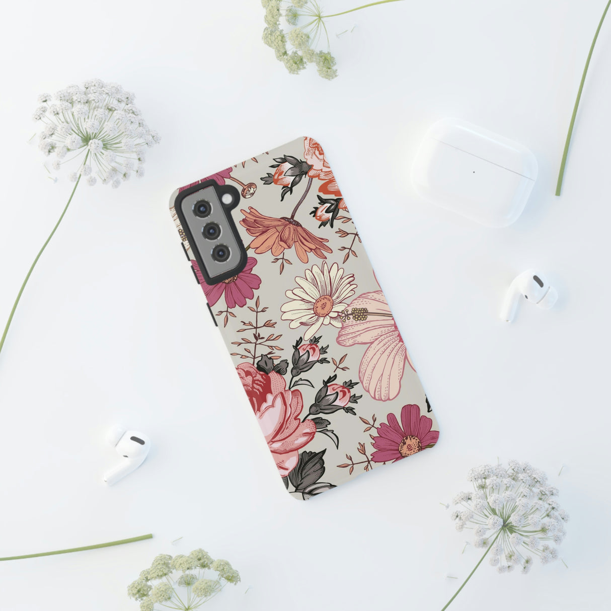 Pink daisies Vintage Flower Samsung Case (Protective) Phone Case