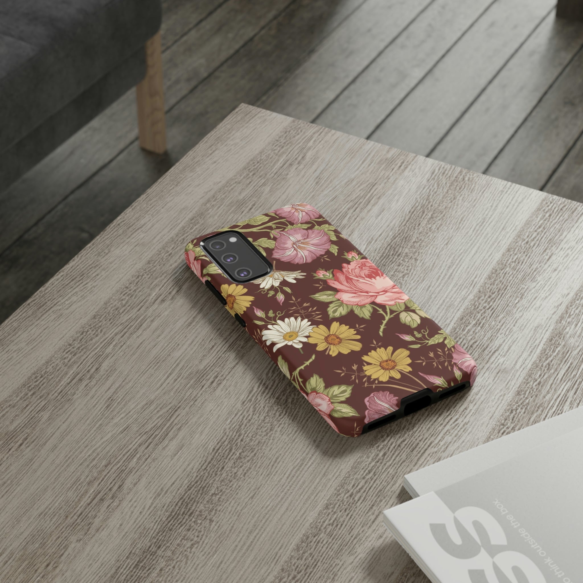 Dark red Vintage Flower Samsung Case (Protective) Phone Case