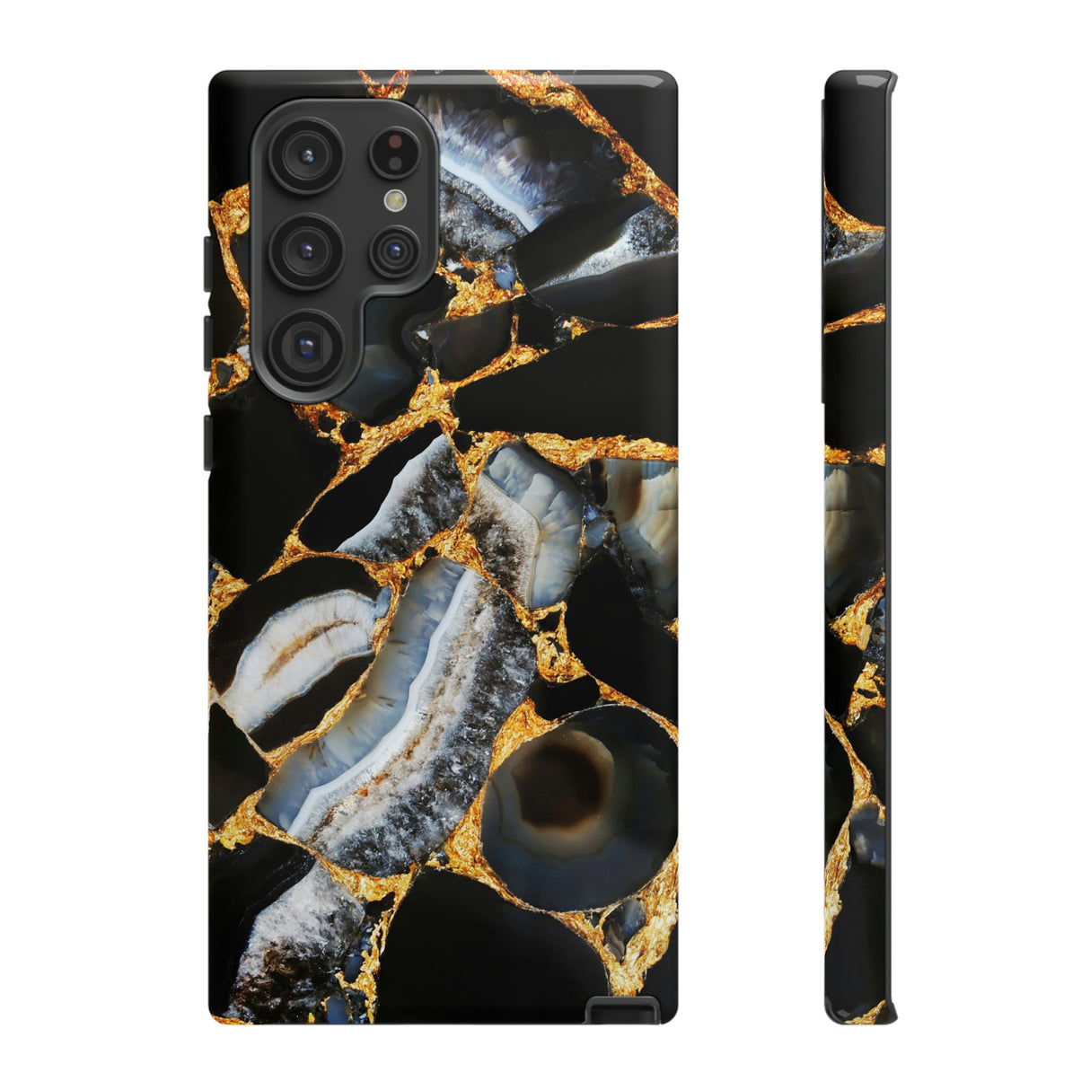 Dark Agate Marble Android Case (Protective) Samsung Galaxy S22 Ultra Glossy Phone Case