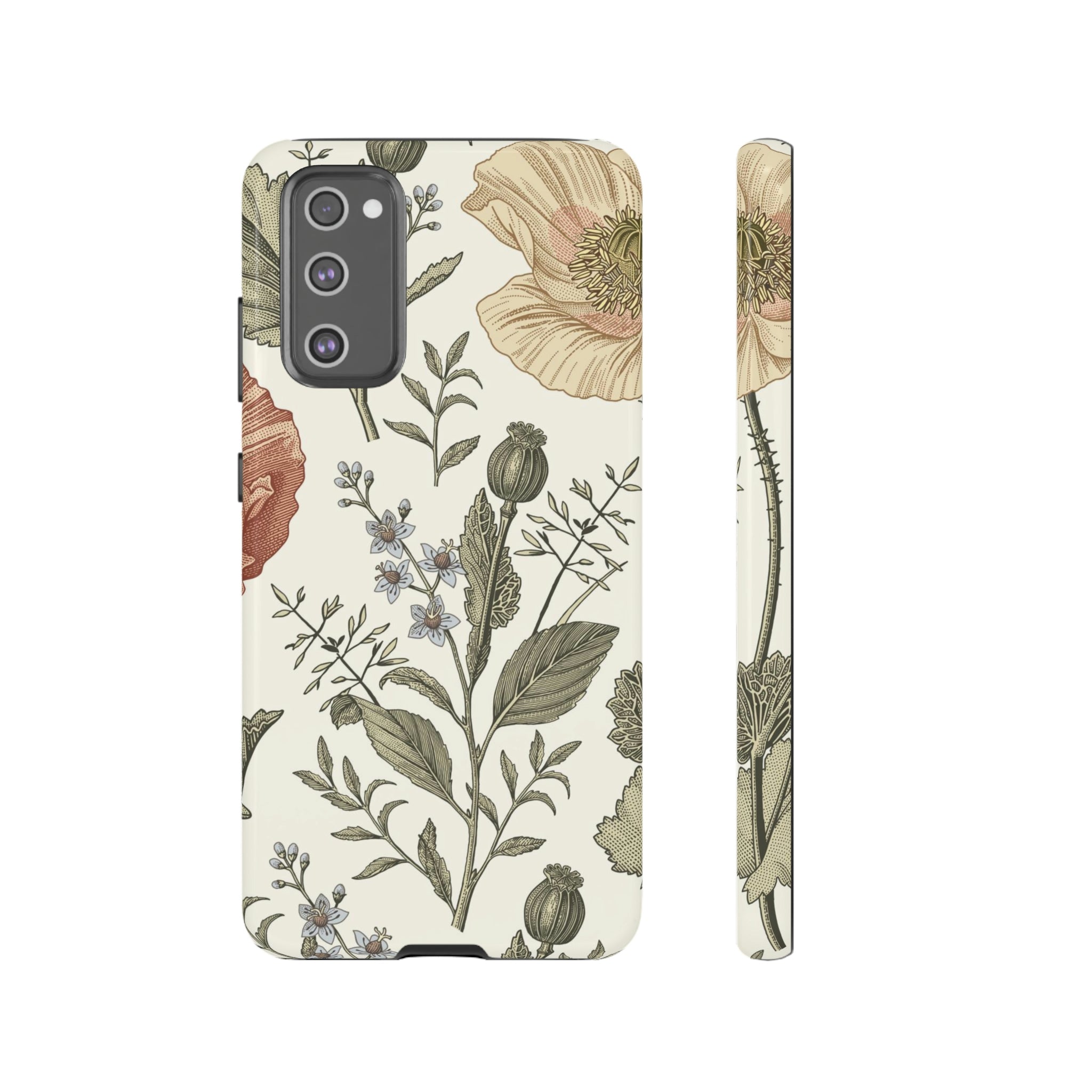 Poppy Brown Vintage Flower Samsung Case (Protective) Samsung Galaxy S20 FE Glossy Phone Case