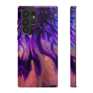 Purple Flow Ink Art Android Case (Protective) Samsung Galaxy S22 Ultra Glossy Phone Case