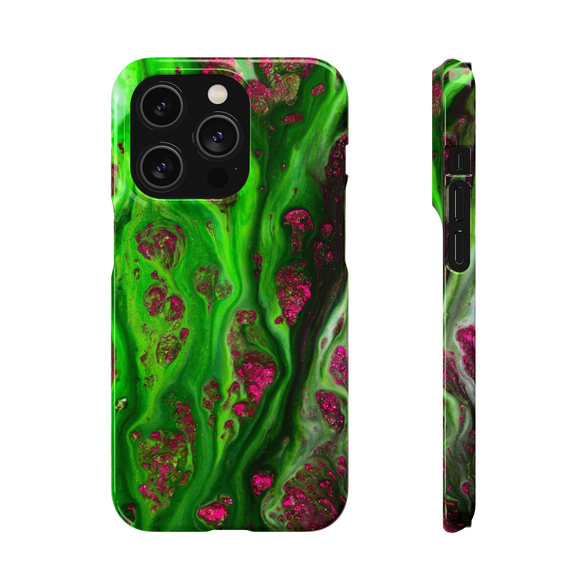 Toxic Green Ink Art iPhone Case (Slim) iPhone 14 Pro Glossy Phone Case