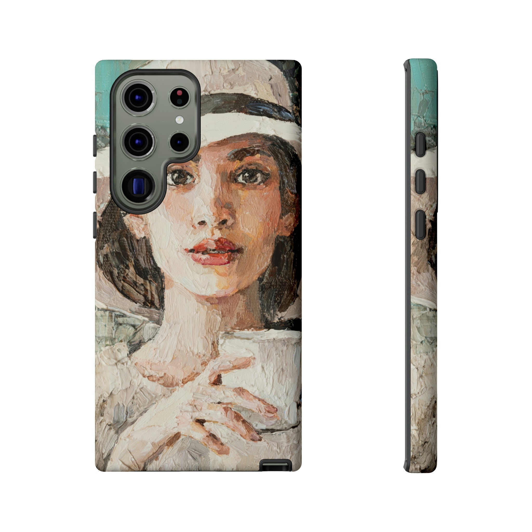 Lady White Hat Android Case (Protective) Samsung Galaxy S23 Ultra Matte Phone Case