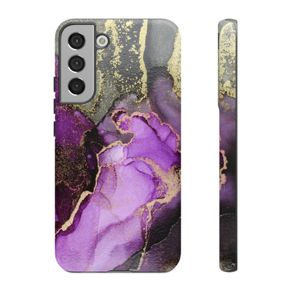 Purple Marble & Gold Android Case (Protective) Samsung Galaxy S22 Plus Matte Phone Case