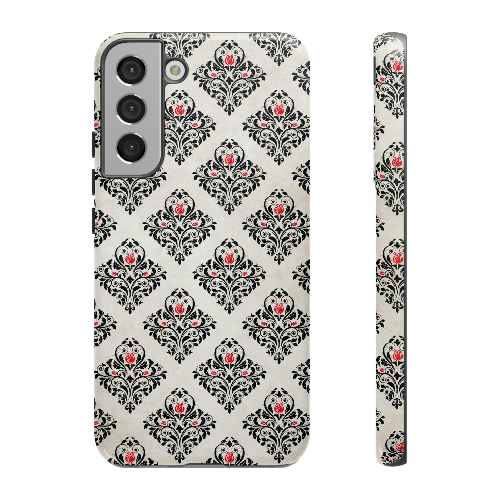 Grey Rose Gothic Flower Samsung Case (Protective) Samsung Galaxy S22 Plus Glossy Phone Case