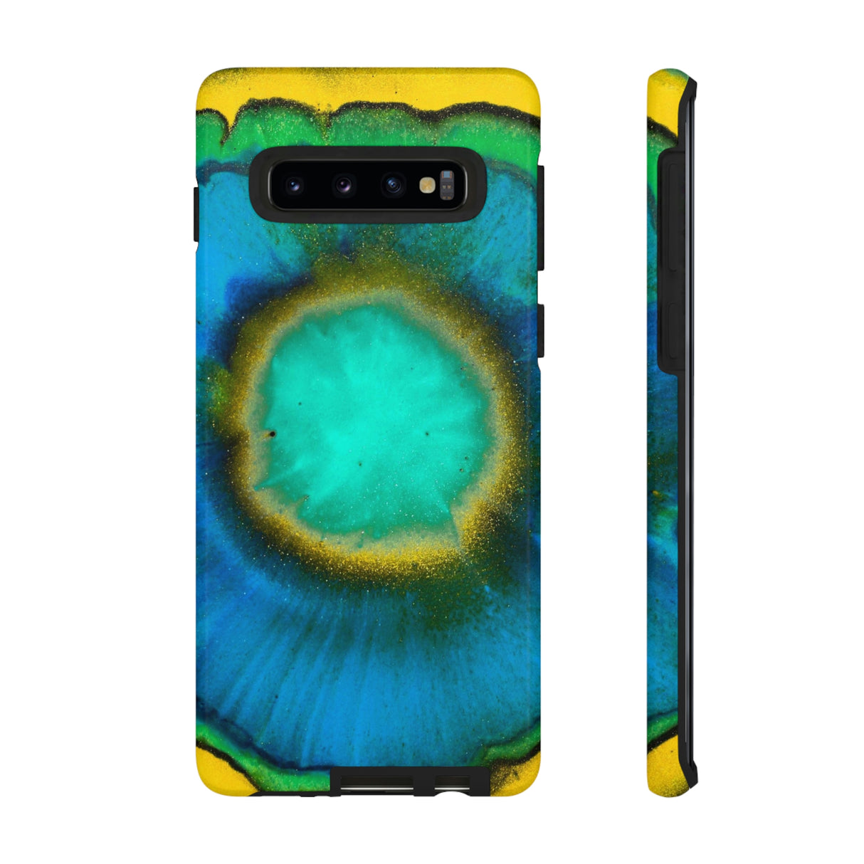 Neon Blue Ink Art Android Case (Protective) Samsung Galaxy S10 Glossy Phone Case