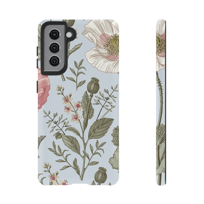 Poppy Blue Vintage Flower Samsung Case (Protective) Samsung Galaxy S21 Matte Phone Case