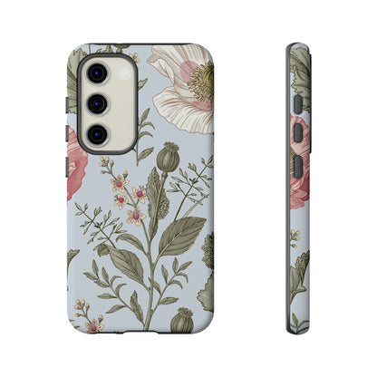 Poppy Blue Vintage Flower Samsung Case (Protective) Samsung Galaxy S23 Matte Phone Case