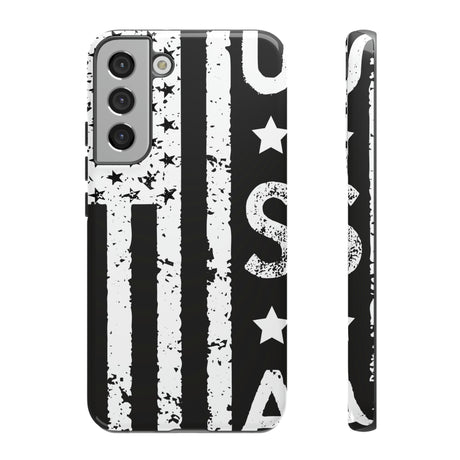 Black n White U.S Flag Android Case (Protective) Samsung Galaxy S22 Plus Glossy Phone Case