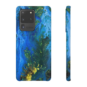 Blue Globe Ink Art Android Case (Slim) Samsung Galaxy S20 Ultra Glossy Phone Case