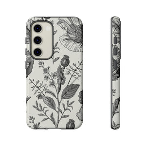 Poppy Gray Vintage Flower Samsung Case (Protective) Samsung Galaxy S23 Glossy Phone Case