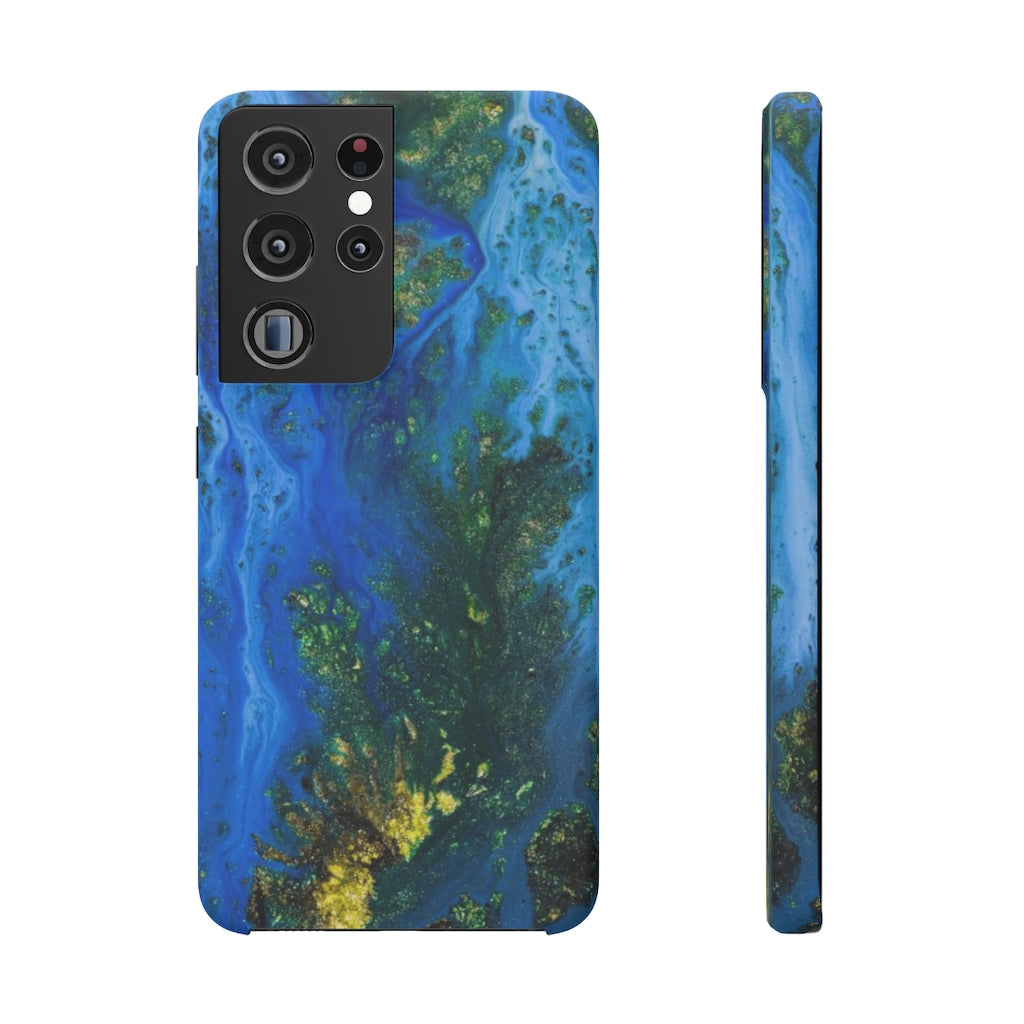 Blue Globe Ink Art Android Case (Slim) Samsung Galaxy S21 Ultra Matte Phone Case