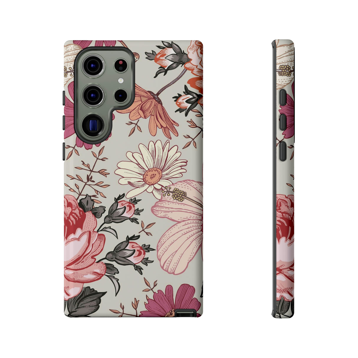 Pink daisies Vintage Flower Samsung Case (Protective) Samsung Galaxy S23 Ultra Glossy Phone Case