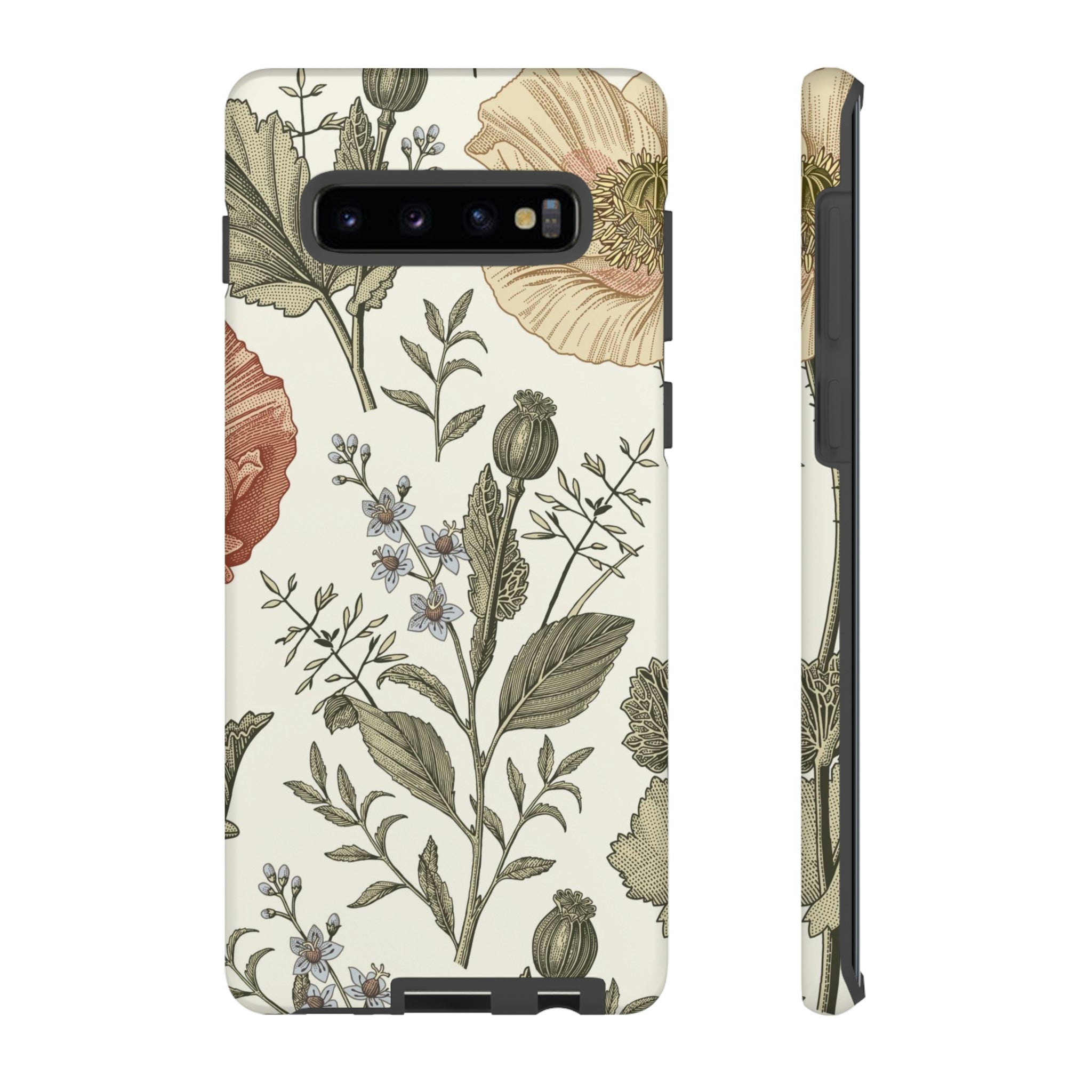 Poppy Brown Vintage Flower Samsung Case (Protective) Samsung Galaxy S10 Plus Matte Phone Case