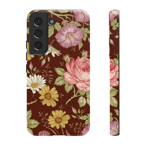 Dark red Vintage Flower Samsung Case (Protective) Samsung Galaxy S22 Glossy Phone Case