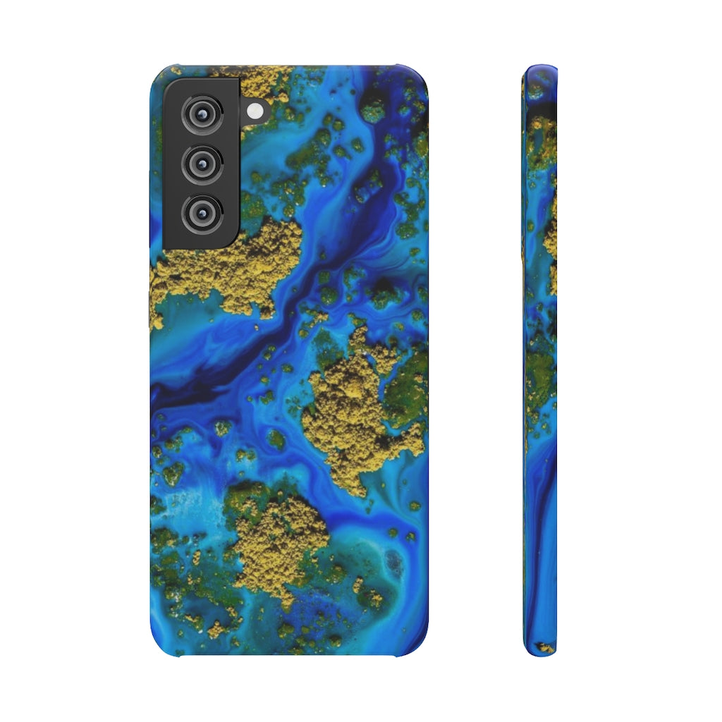 Blue Clear Ocean Ink Art Android Case (Slim) Samsung S21 FE Glossy Phone Case